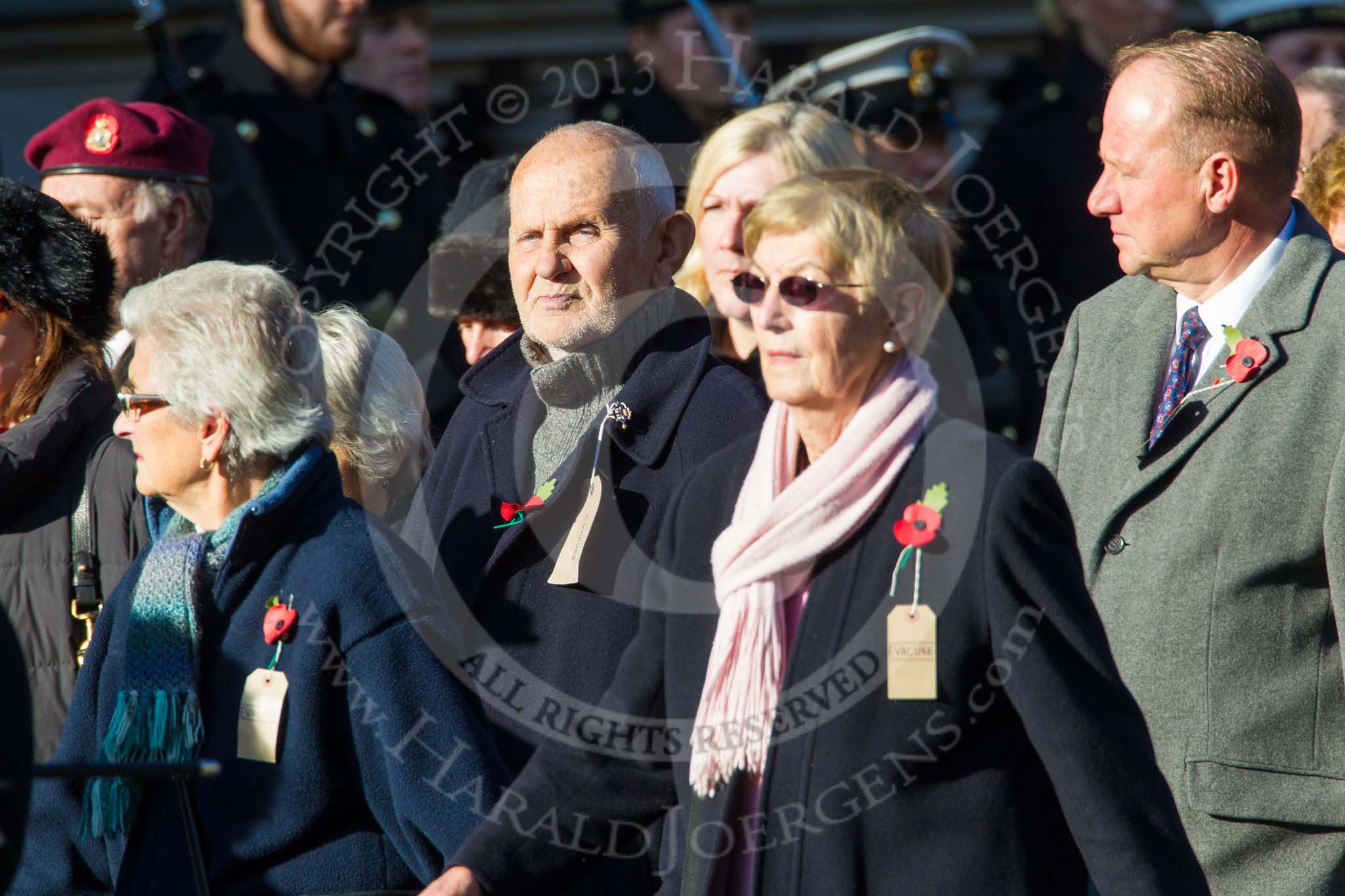 Remembrance Sunday at the Cenotaph in London 2014: Group M5 - Evacuees Reunion Association.
Press stand opposite the Foreign Office building, Whitehall, London SW1,
London,
Greater London,
United Kingdom,
on 09 November 2014 at 12:15, image #2012