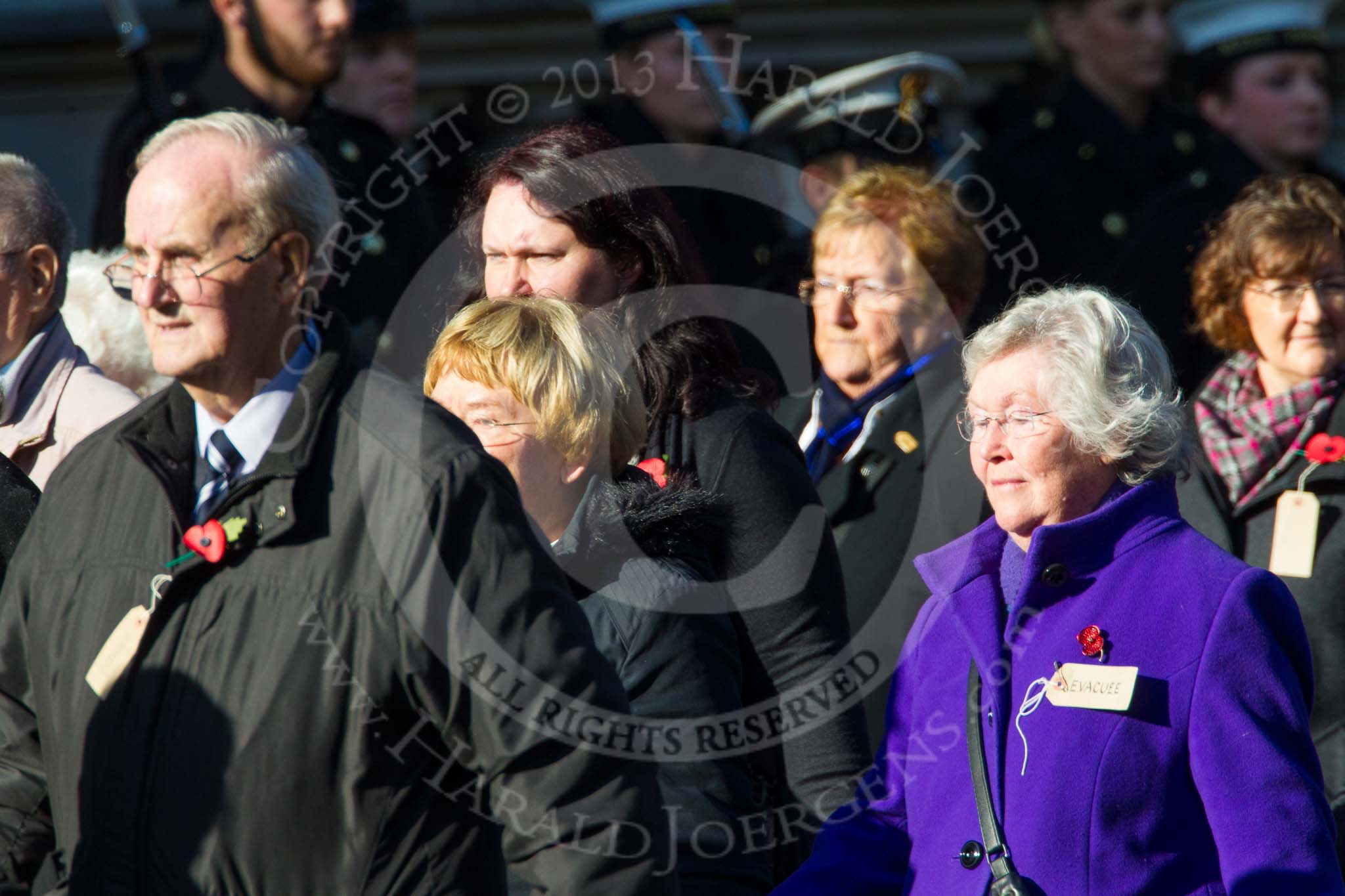 Remembrance Sunday at the Cenotaph in London 2014: Group M5 - Evacuees Reunion Association.
Press stand opposite the Foreign Office building, Whitehall, London SW1,
London,
Greater London,
United Kingdom,
on 09 November 2014 at 12:15, image #2015