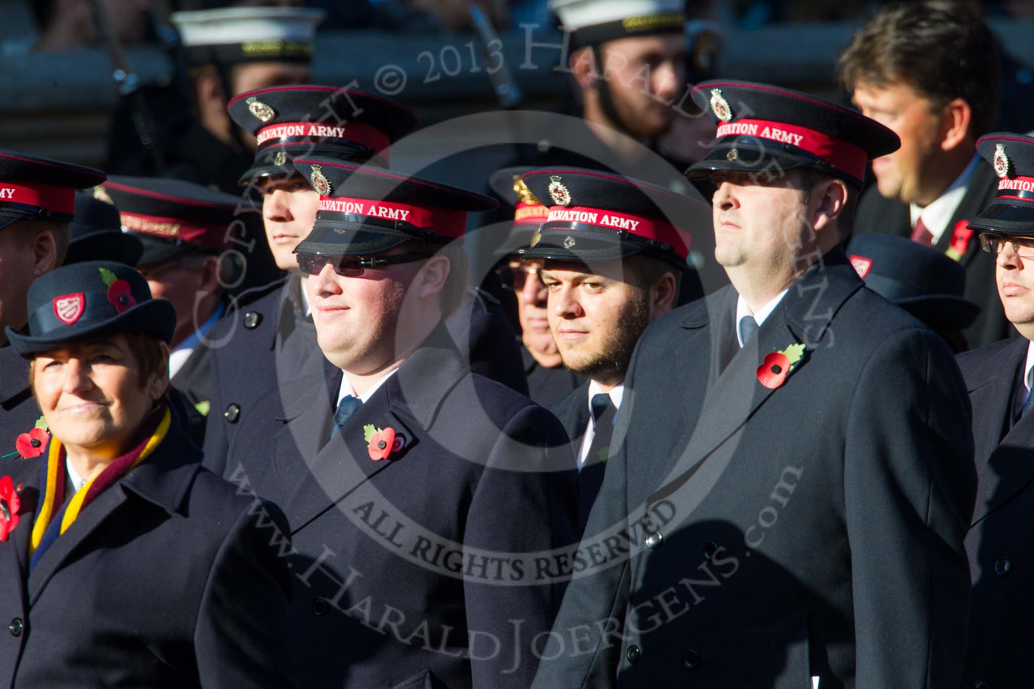 Remembrance Sunday at the Cenotaph in London 2014: Group M7 - Salvation Army.
Press stand opposite the Foreign Office building, Whitehall, London SW1,
London,
Greater London,
United Kingdom,
on 09 November 2014 at 12:16, image #2036
