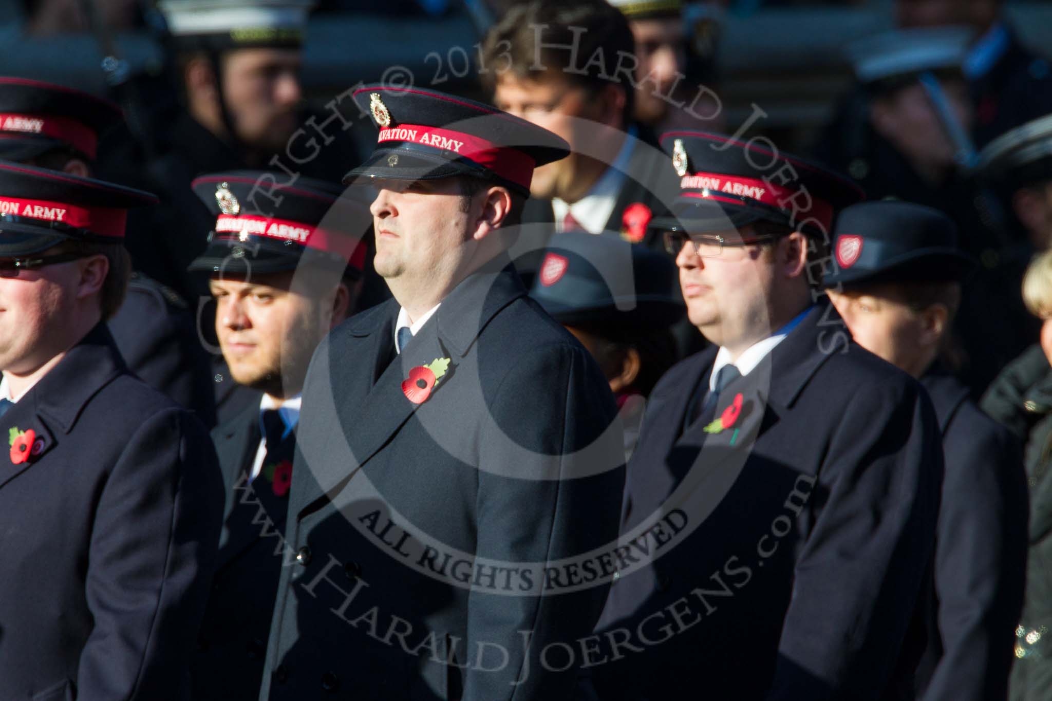 Remembrance Sunday at the Cenotaph in London 2014: Group M7 - Salvation Army.
Press stand opposite the Foreign Office building, Whitehall, London SW1,
London,
Greater London,
United Kingdom,
on 09 November 2014 at 12:16, image #2037