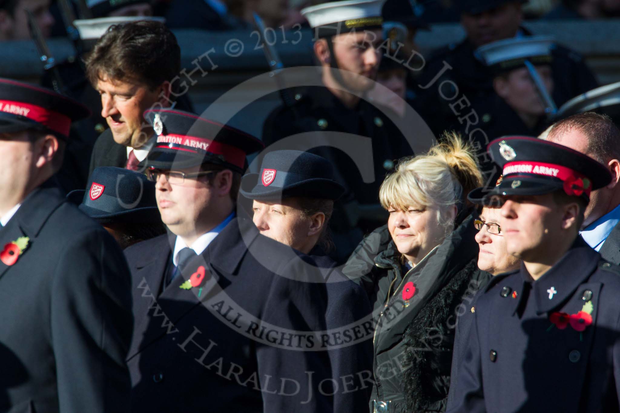 Remembrance Sunday at the Cenotaph in London 2014: Group M7 - Salvation Army.
Press stand opposite the Foreign Office building, Whitehall, London SW1,
London,
Greater London,
United Kingdom,
on 09 November 2014 at 12:16, image #2038