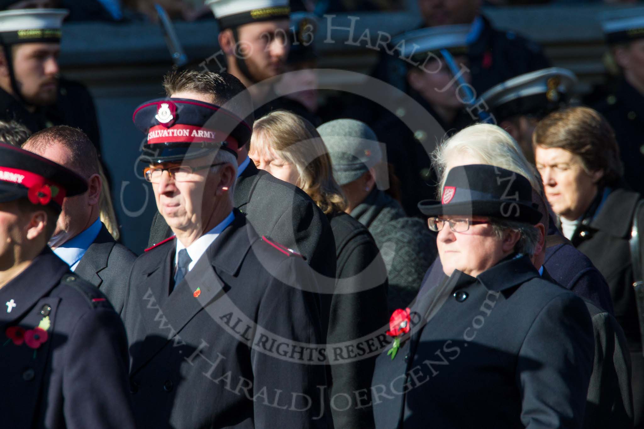 Remembrance Sunday at the Cenotaph in London 2014: Group M7 - Salvation Army.
Press stand opposite the Foreign Office building, Whitehall, London SW1,
London,
Greater London,
United Kingdom,
on 09 November 2014 at 12:16, image #2040