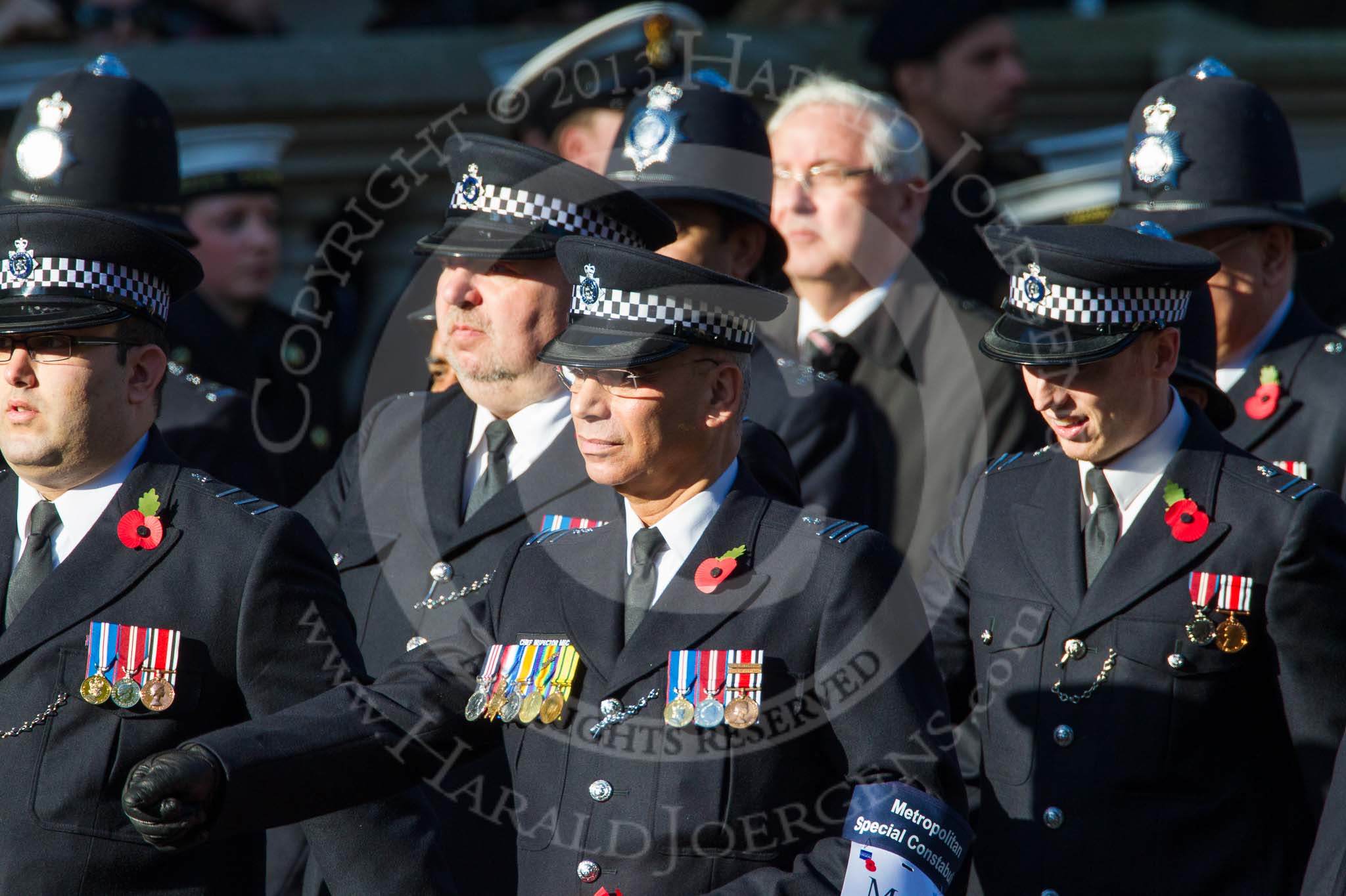 Remembrance Sunday at the Cenotaph in London 2014: Group M12 - Metropolitan Special Constabulary.
Press stand opposite the Foreign Office building, Whitehall, London SW1,
London,
Greater London,
United Kingdom,
on 09 November 2014 at 12:16, image #2062