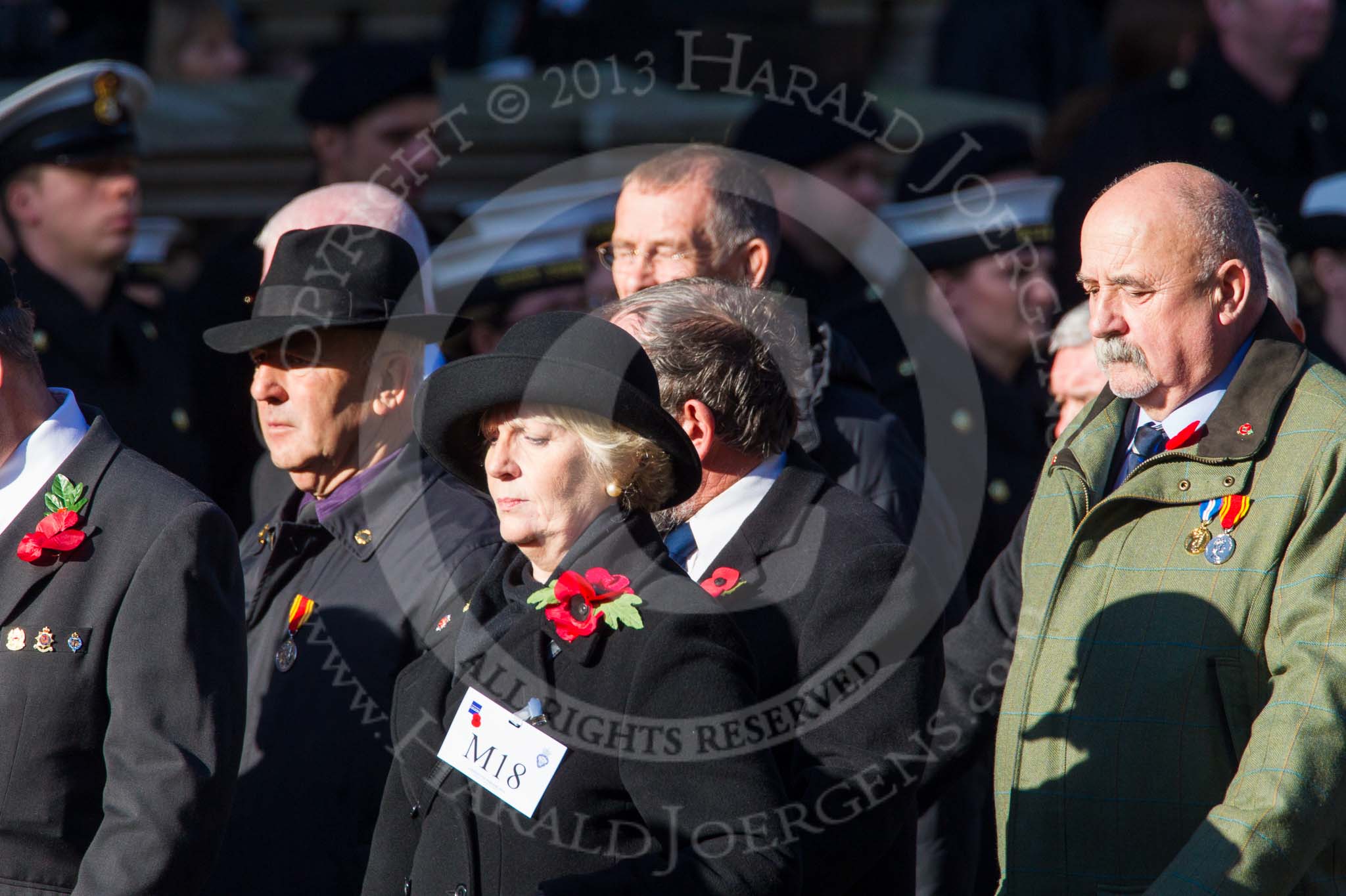 Remembrance Sunday at the Cenotaph in London 2014: Group M18 - The Firefighters Memorial Trust.
Press stand opposite the Foreign Office building, Whitehall, London SW1,
London,
Greater London,
United Kingdom,
on 09 November 2014 at 12:17, image #2104