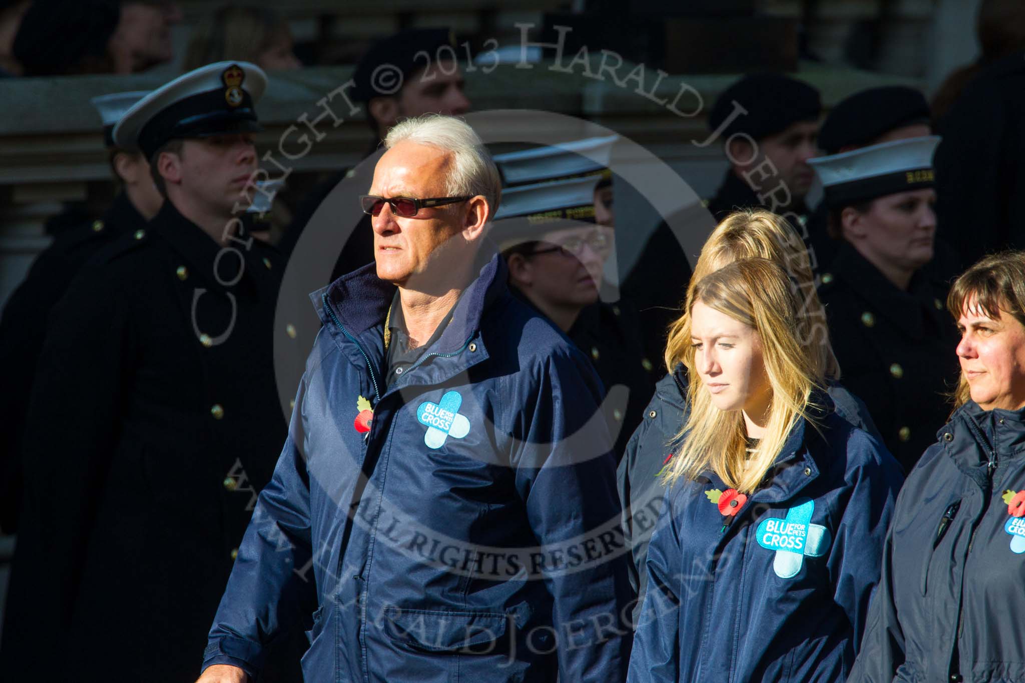 Remembrance Sunday at the Cenotaph in London 2014: Group M26 - The Blue Cross.
Press stand opposite the Foreign Office building, Whitehall, London SW1,
London,
Greater London,
United Kingdom,
on 09 November 2014 at 12:18, image #2194