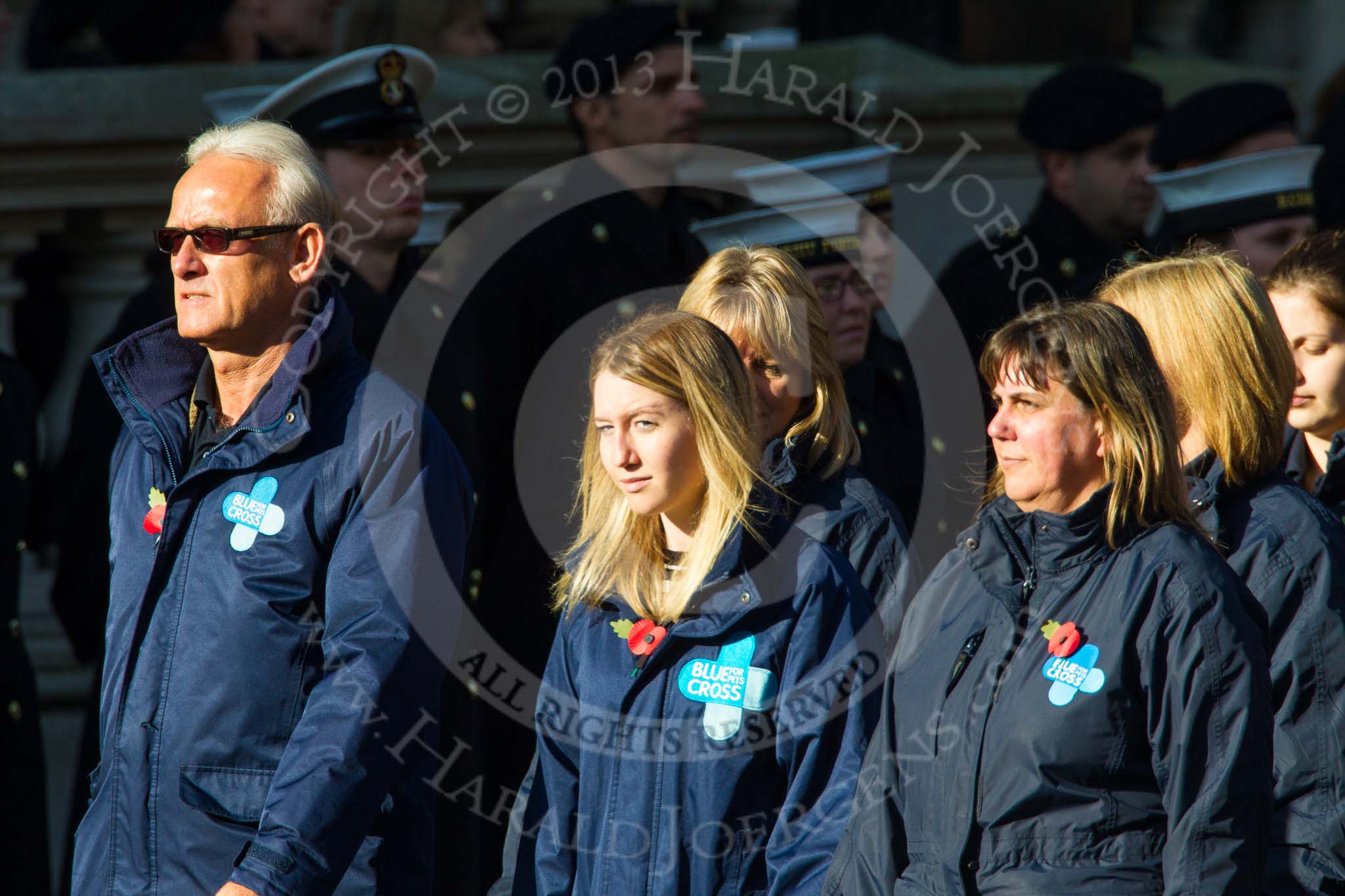 Remembrance Sunday at the Cenotaph in London 2014: Group M26 - The Blue Cross.
Press stand opposite the Foreign Office building, Whitehall, London SW1,
London,
Greater London,
United Kingdom,
on 09 November 2014 at 12:18, image #2195