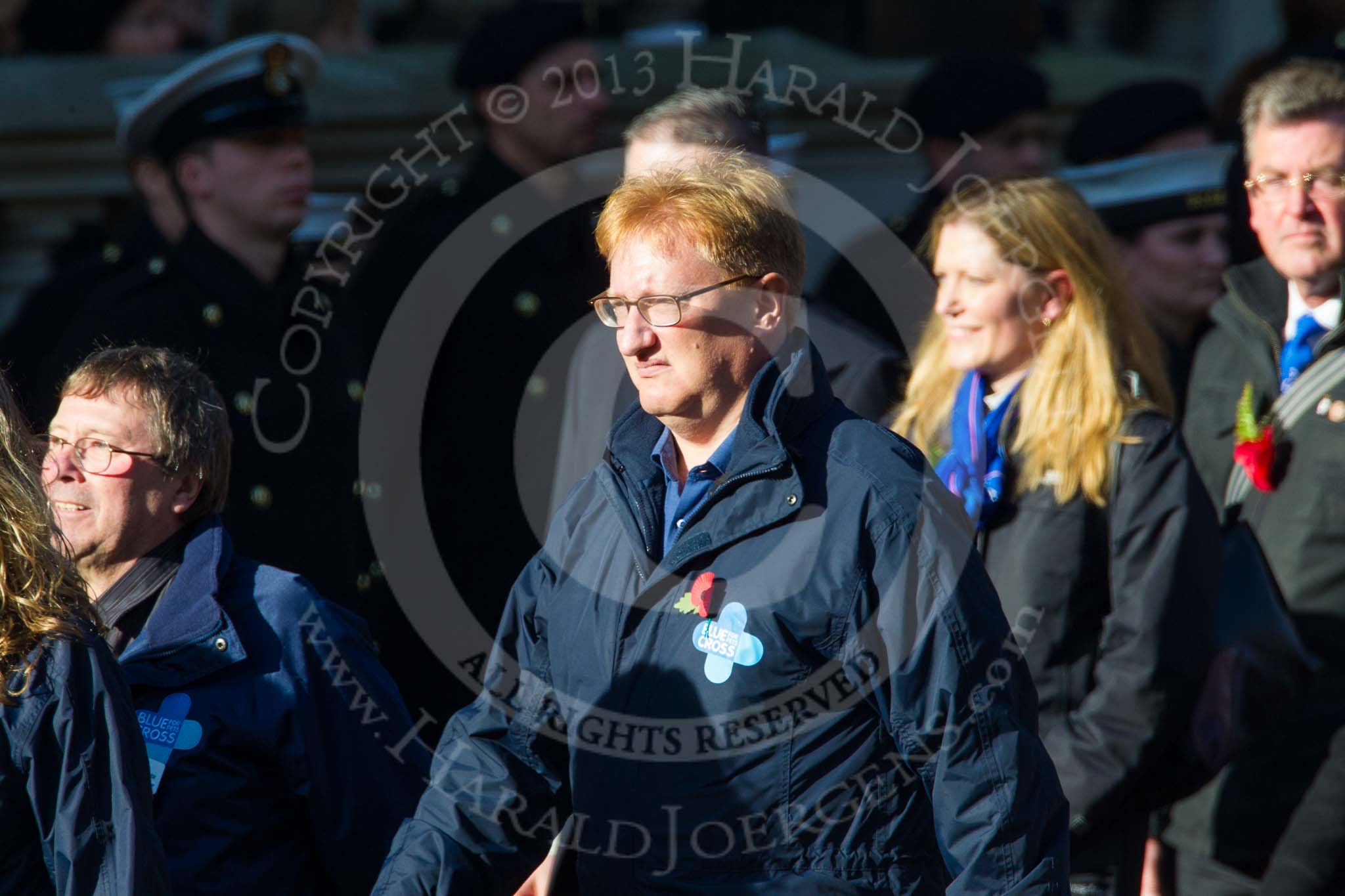 Remembrance Sunday at the Cenotaph in London 2014: Group M26 - The Blue Cross.
Press stand opposite the Foreign Office building, Whitehall, London SW1,
London,
Greater London,
United Kingdom,
on 09 November 2014 at 12:18, image #2201