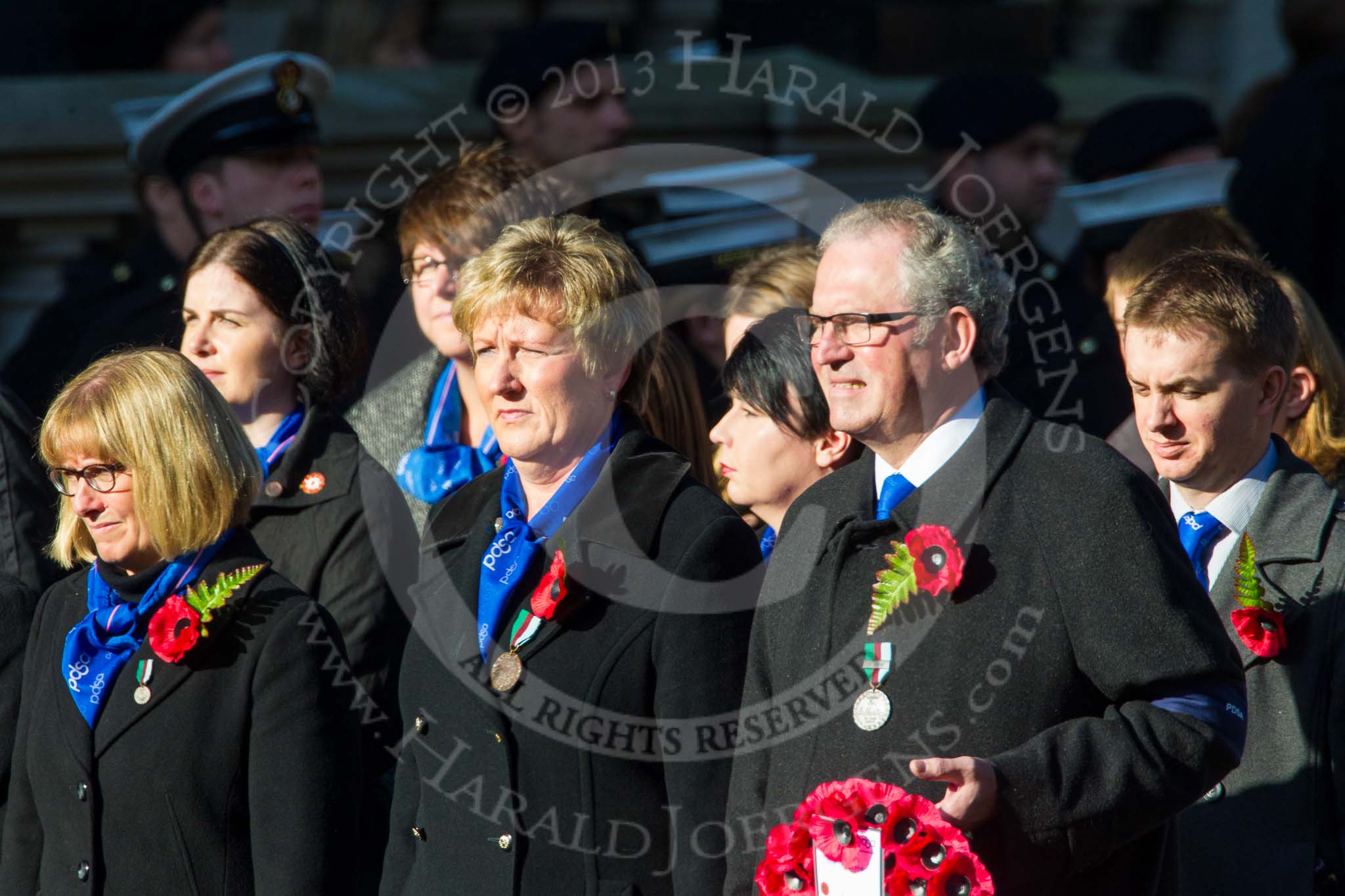 Remembrance Sunday at the Cenotaph in London 2014: Group M27 - PDSA.
Press stand opposite the Foreign Office building, Whitehall, London SW1,
London,
Greater London,
United Kingdom,
on 09 November 2014 at 12:18, image #2205