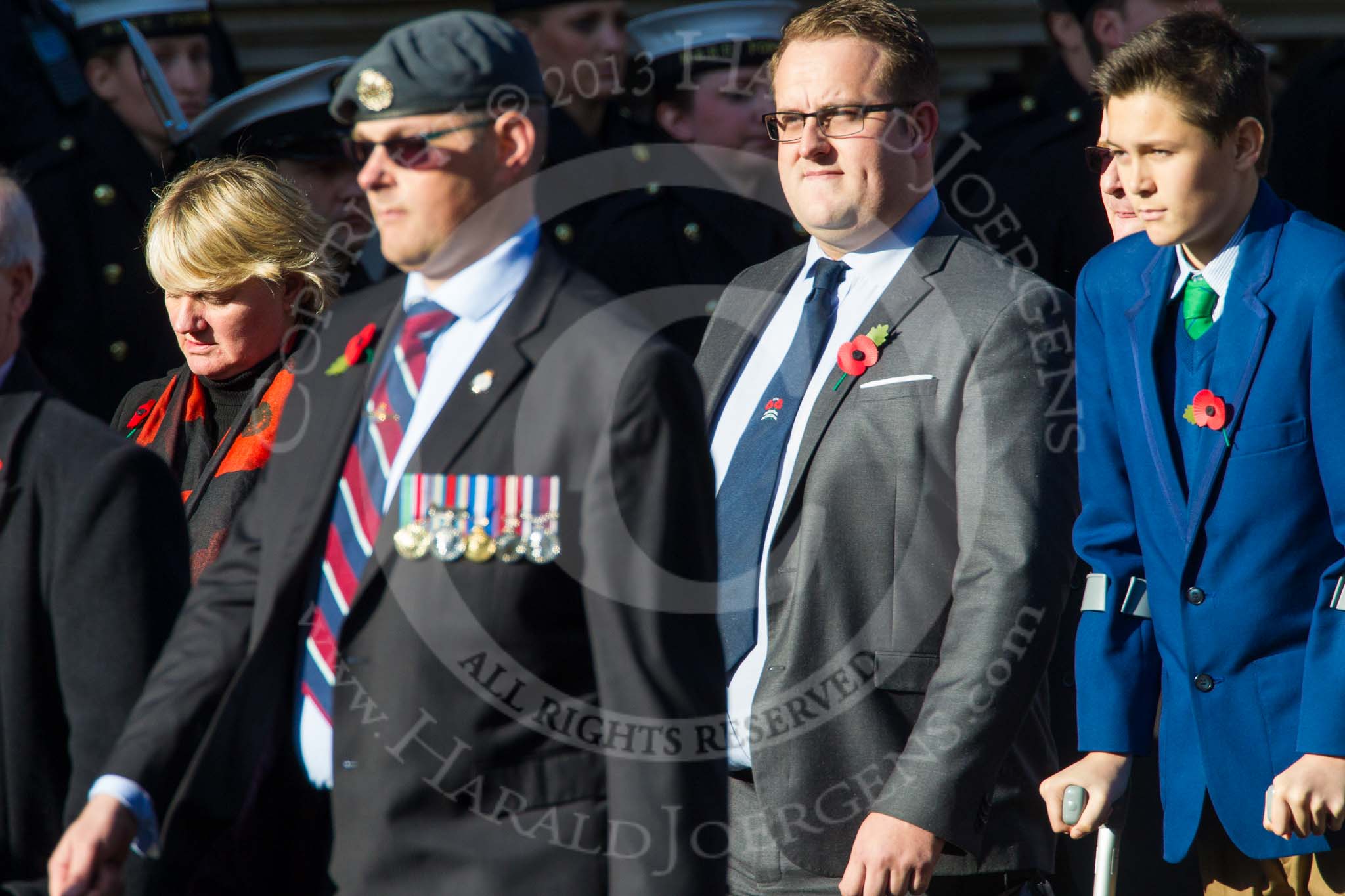 Remembrance Sunday at the Cenotaph in London 2014: Group M35 - Union Jack Club.
Press stand opposite the Foreign Office building, Whitehall, London SW1,
London,
Greater London,
United Kingdom,
on 09 November 2014 at 12:19, image #2262