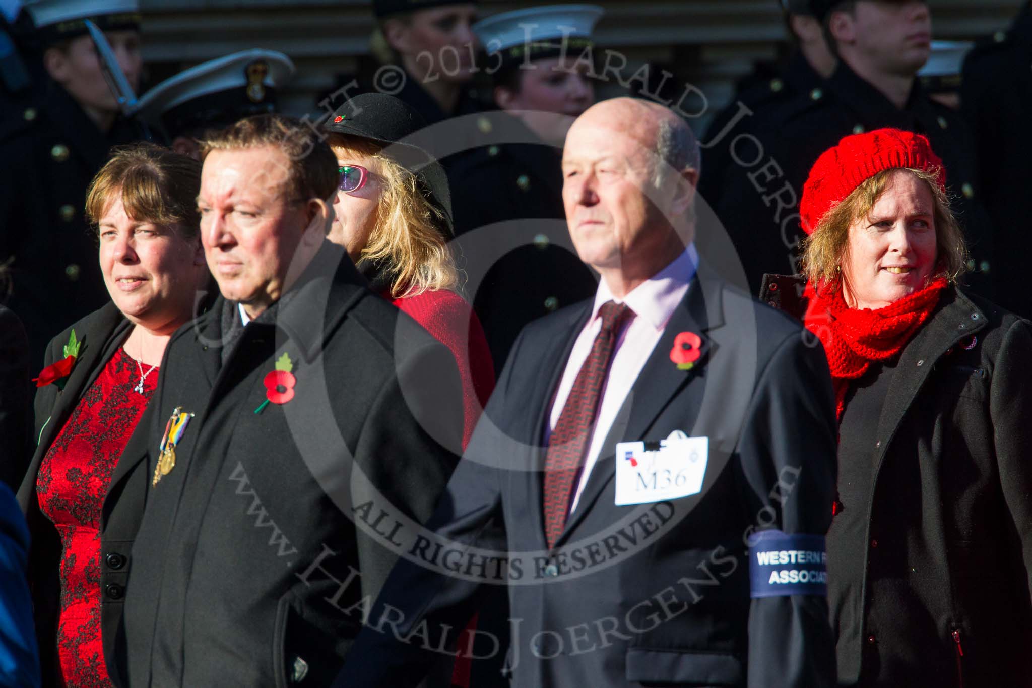 Remembrance Sunday at the Cenotaph in London 2014: Group M36 - Western Front Association.
Press stand opposite the Foreign Office building, Whitehall, London SW1,
London,
Greater London,
United Kingdom,
on 09 November 2014 at 12:19, image #2266