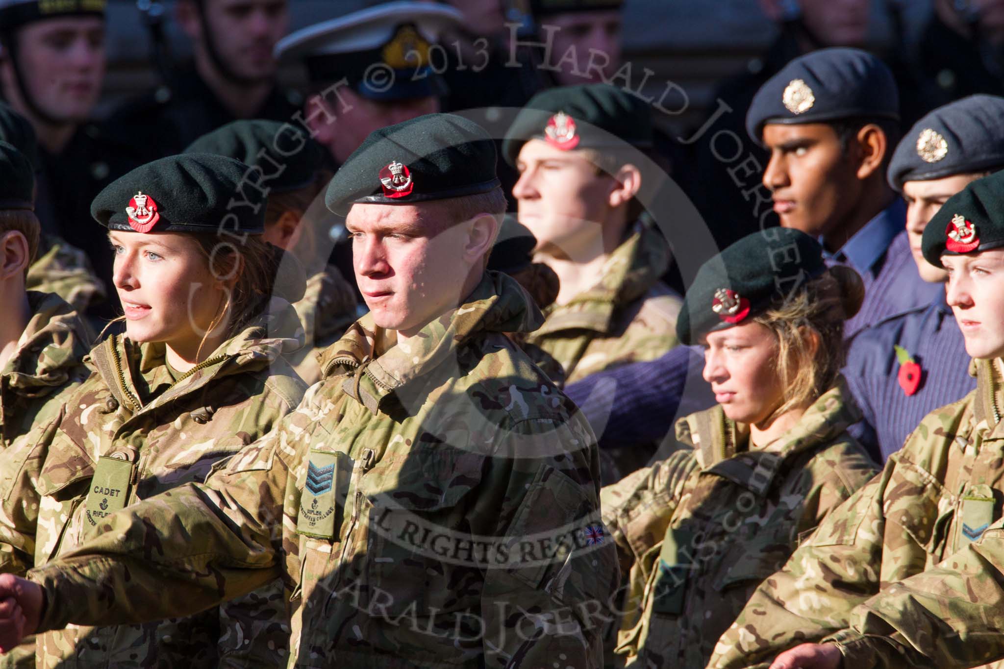 Remembrance Sunday at the Cenotaph in London 2014: Group M47 - Army Cadet Force.
Press stand opposite the Foreign Office building, Whitehall, London SW1,
London,
Greater London,
United Kingdom,
on 09 November 2014 at 12:21, image #2291