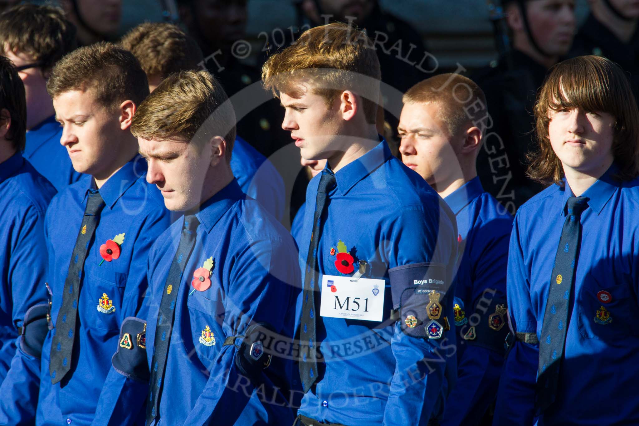 Remembrance Sunday at the Cenotaph in London 2014: Group M51 - Boys Brigade.
Press stand opposite the Foreign Office building, Whitehall, London SW1,
London,
Greater London,
United Kingdom,
on 09 November 2014 at 12:21, image #2325