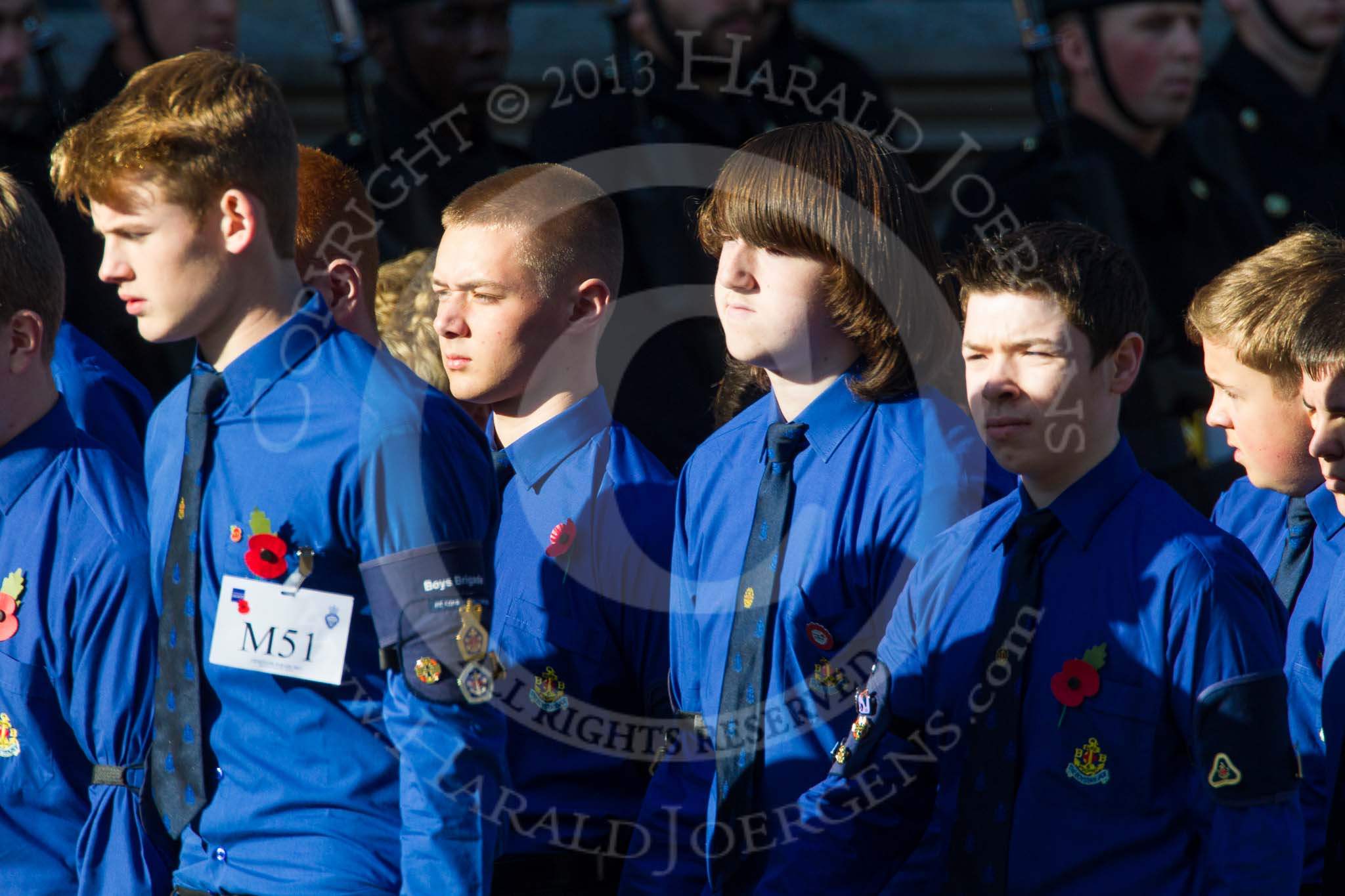 Remembrance Sunday at the Cenotaph in London 2014: Group M51 - Boys Brigade.
Press stand opposite the Foreign Office building, Whitehall, London SW1,
London,
Greater London,
United Kingdom,
on 09 November 2014 at 12:21, image #2326