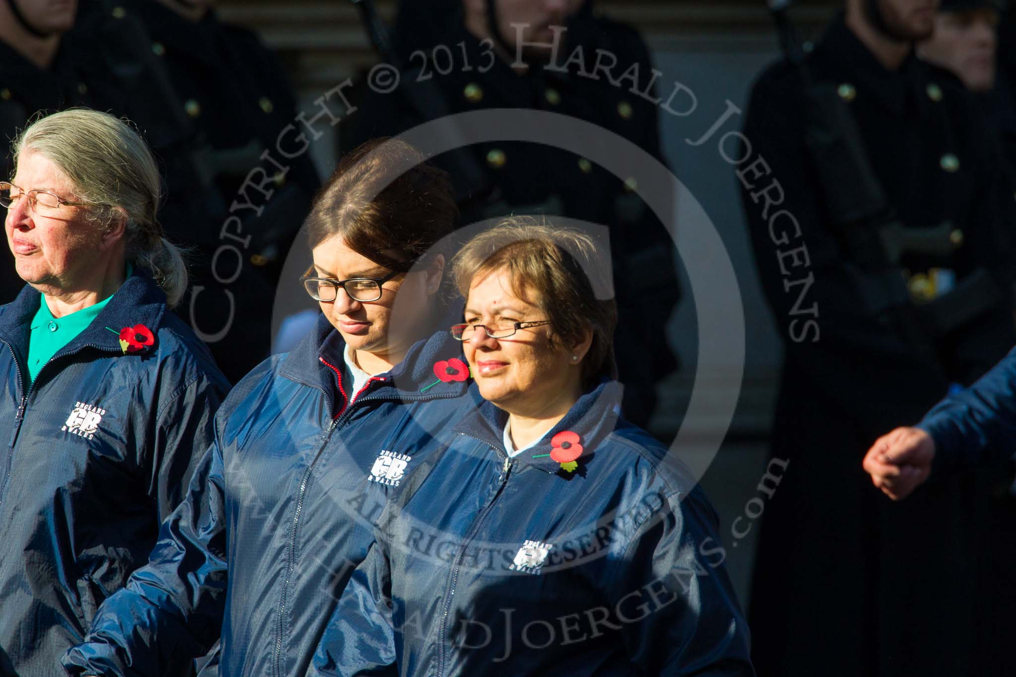 Remembrance Sunday at the Cenotaph in London 2014: Group M52 - Girls Brigade England & Wales.
Press stand opposite the Foreign Office building, Whitehall, London SW1,
London,
Greater London,
United Kingdom,
on 09 November 2014 at 12:22, image #2340