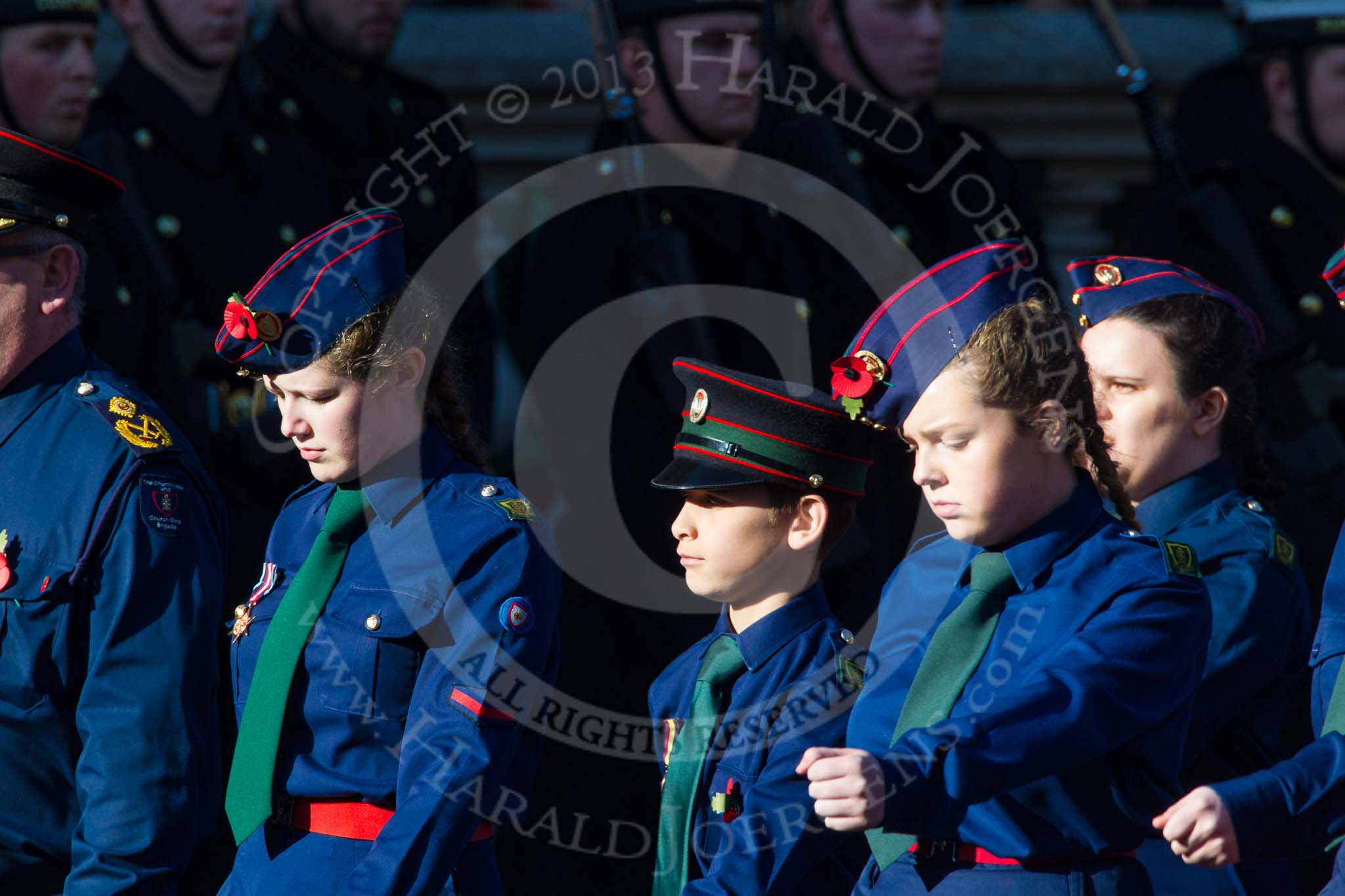 Remembrance Sunday at the Cenotaph in London 2014: Group M53 - Church Lads & Church Girls Brigade.
Press stand opposite the Foreign Office building, Whitehall, London SW1,
London,
Greater London,
United Kingdom,
on 09 November 2014 at 12:22, image #2342