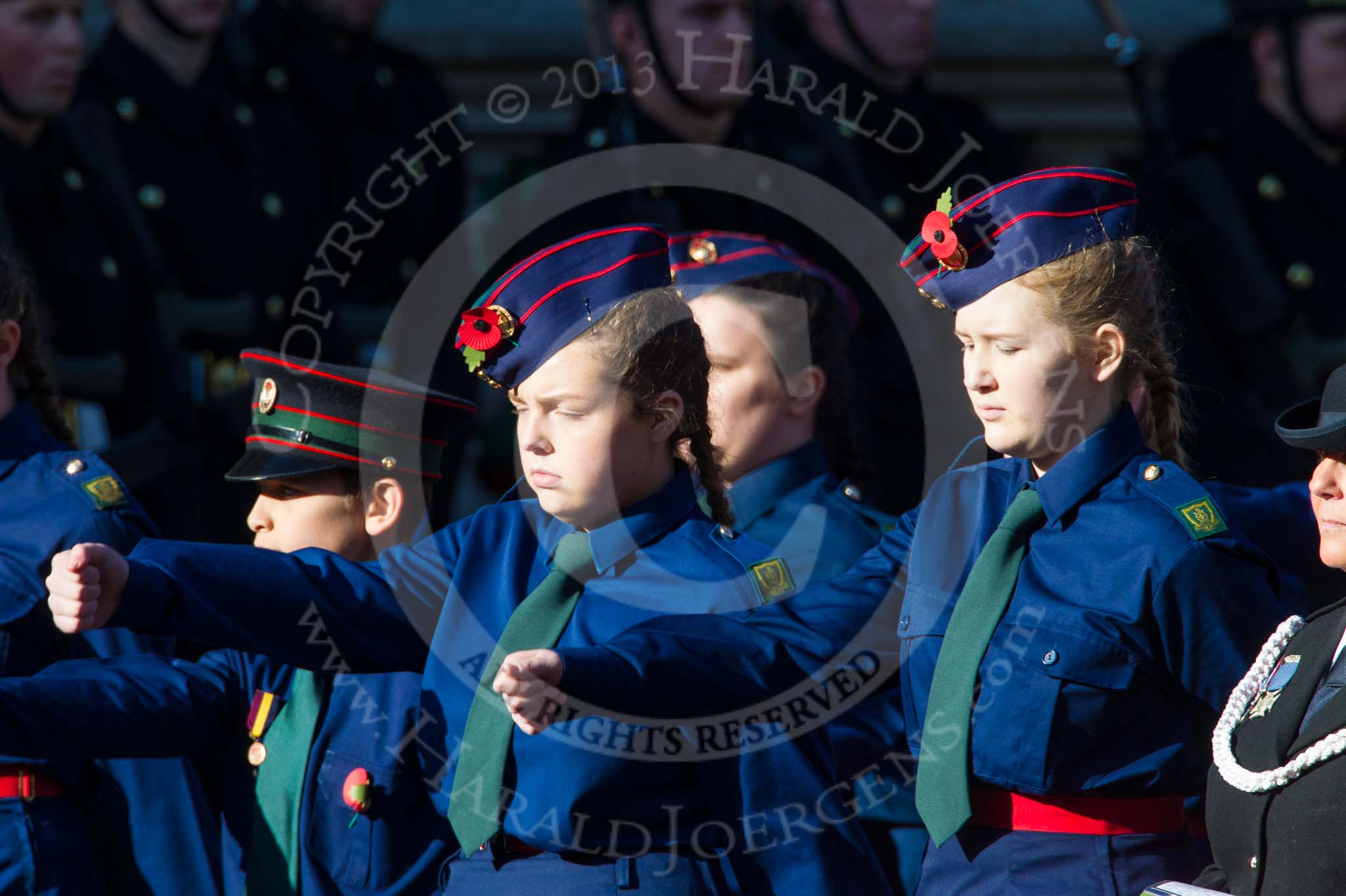 Remembrance Sunday at the Cenotaph in London 2014: Group M53 - Church Lads & Church Girls Brigade.
Press stand opposite the Foreign Office building, Whitehall, London SW1,
London,
Greater London,
United Kingdom,
on 09 November 2014 at 12:22, image #2343