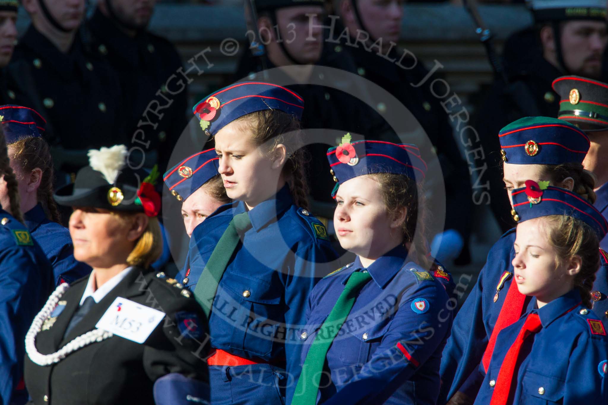 Remembrance Sunday at the Cenotaph in London 2014: Group M53 - Church Lads & Church Girls Brigade.
Press stand opposite the Foreign Office building, Whitehall, London SW1,
London,
Greater London,
United Kingdom,
on 09 November 2014 at 12:22, image #2346