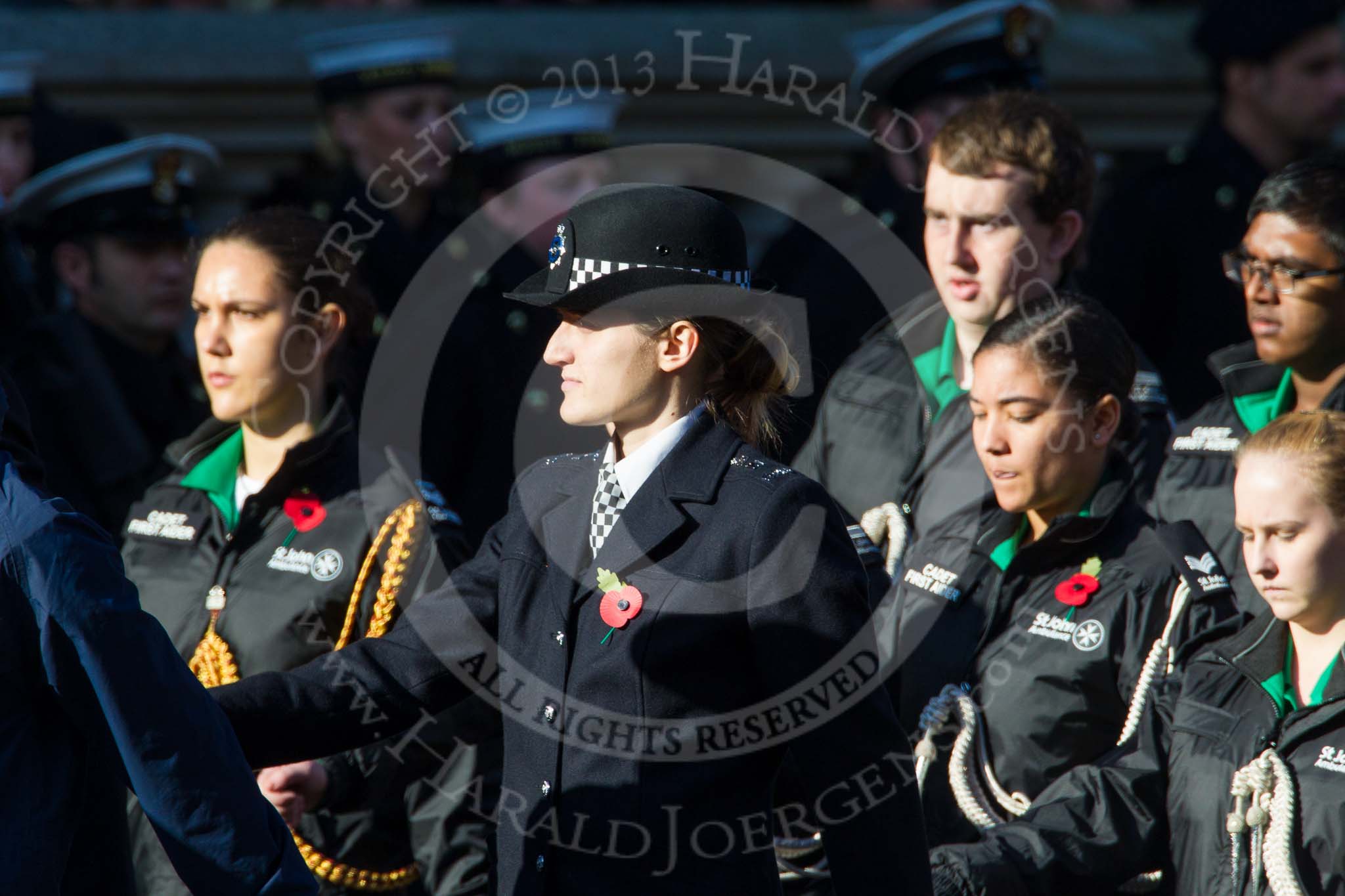 Remembrance Sunday at the Cenotaph in London 2014: Group M54 - Metropolitan Police Volunteer Police Cadets.
Press stand opposite the Foreign Office building, Whitehall, London SW1,
London,
Greater London,
United Kingdom,
on 09 November 2014 at 12:22, image #2360