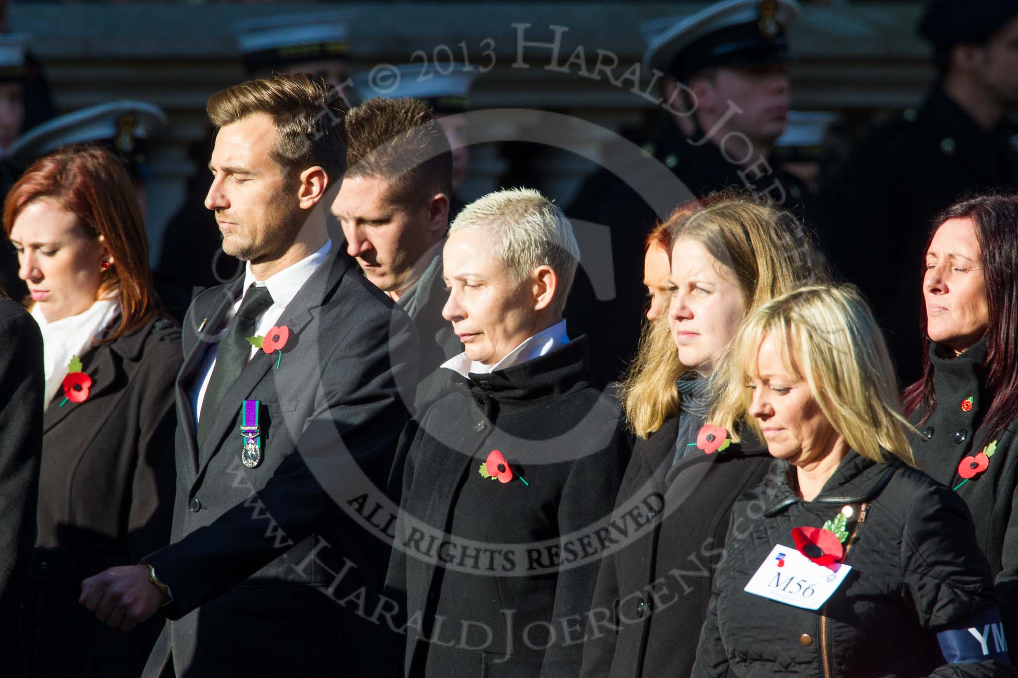 Remembrance Sunday at the Cenotaph in London 2014: Group M56 - YMCA.
Press stand opposite the Foreign Office building, Whitehall, London SW1,
London,
Greater London,
United Kingdom,
on 09 November 2014 at 12:22, image #2367