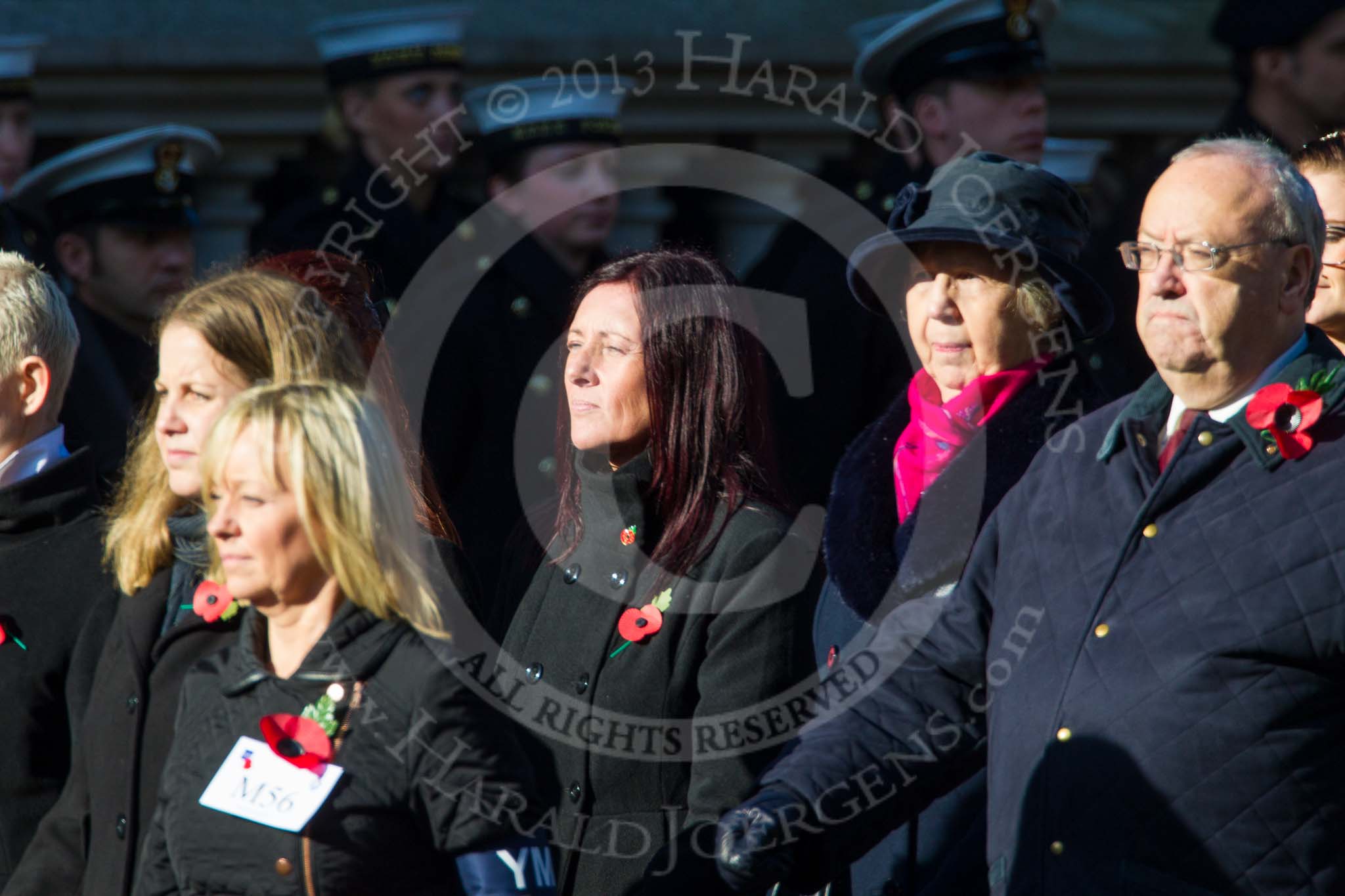 Remembrance Sunday at the Cenotaph in London 2014: Group M56 - YMCA.
Press stand opposite the Foreign Office building, Whitehall, London SW1,
London,
Greater London,
United Kingdom,
on 09 November 2014 at 12:22, image #2368