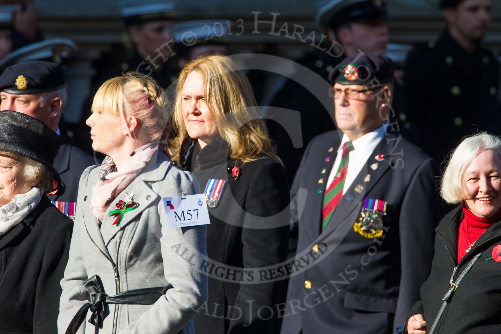 Remembrance Sunday at the Cenotaph in London 2014: Group M57 - TRBL Women's Section.
Press stand opposite the Foreign Office building, Whitehall, London SW1,
London,
Greater London,
United Kingdom,
on 09 November 2014 at 12:22, image #2372