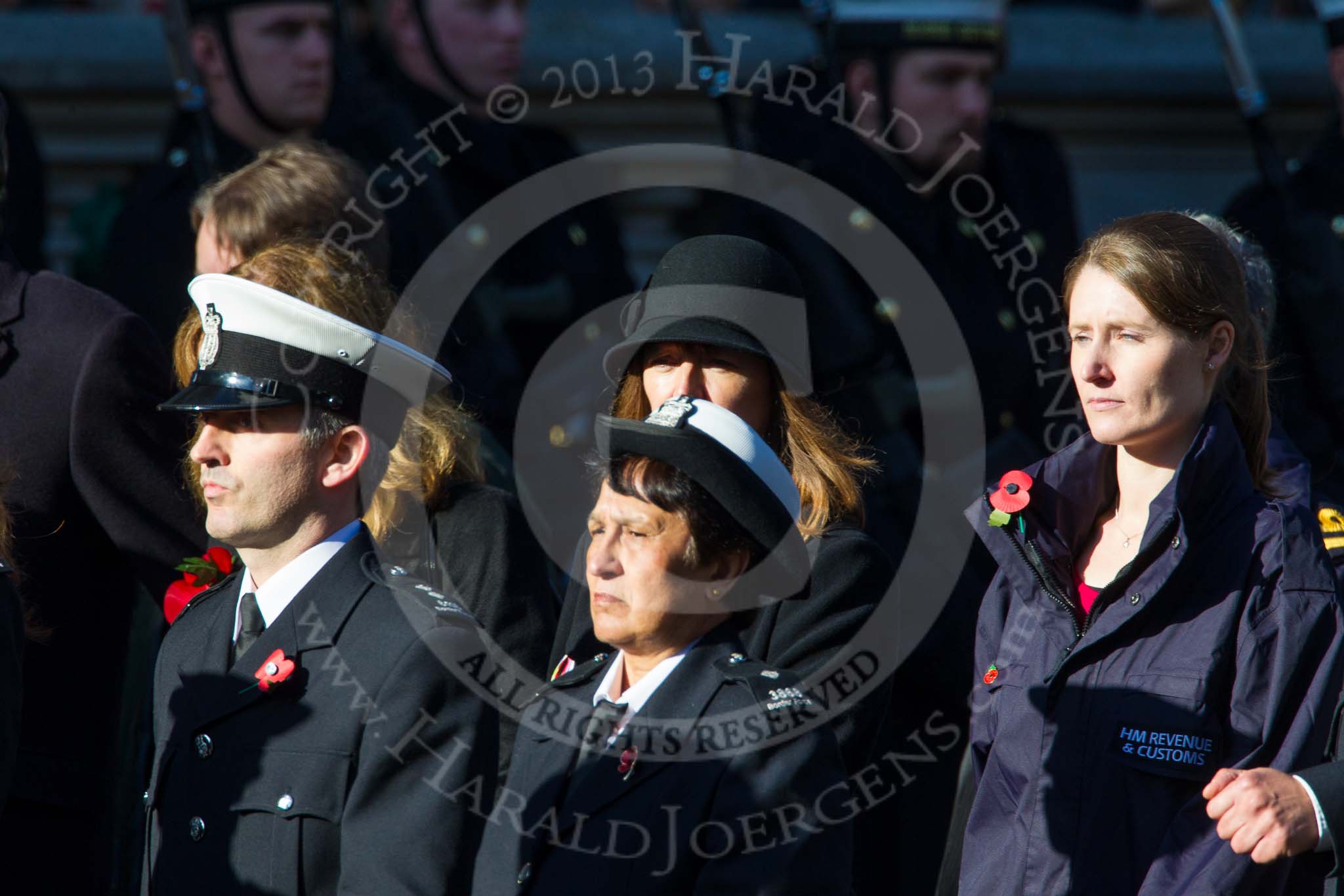 Remembrance Sunday at the Cenotaph in London 2014: Group M?? - HMRC.
Press stand opposite the Foreign Office building, Whitehall, London SW1,
London,
Greater London,
United Kingdom,
on 09 November 2014 at 12:22, image #2382