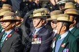 Remembrance Sunday at the Cenotaph in London 2014: Group D26 - British Gurkha Welfare Society.
Press stand opposite the Foreign Office building, Whitehall, London SW1,
London,
Greater London,
United Kingdom,
on 09 November 2014 at 11:47, image #486