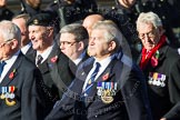 Remembrance Sunday at the Cenotaph in London 2014: Group E37 -Aircraft Handlers Association.
Press stand opposite the Foreign Office building, Whitehall, London SW1,
London,
Greater London,
United Kingdom,
on 09 November 2014 at 11:54, image #854