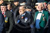 Remembrance Sunday at the Cenotaph in London 2014: Group F18 - Aden Veterans Association.
Press stand opposite the Foreign Office building, Whitehall, London SW1,
London,
Greater London,
United Kingdom,
on 09 November 2014 at 11:59, image #1073