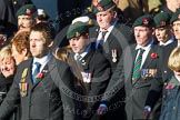 Remembrance Sunday at the Cenotaph in London 2014: Group A2 - Rifles Regimental Association.
Press stand opposite the Foreign Office building, Whitehall, London SW1,
London,
Greater London,
United Kingdom,
on 09 November 2014 at 11:59, image #1109