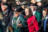 Remembrance Sunday at the Cenotaph in London 2014: Group A6 - King's Royal Rifle Corps Association.
Press stand opposite the Foreign Office building, Whitehall, London SW1,
London,
Greater London,
United Kingdom,
on 09 November 2014 at 12:00, image #1150