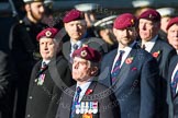 Remembrance Sunday at the Cenotaph in London 2014: Group B10 - Airborne Engineers Association.
Press stand opposite the Foreign Office building, Whitehall, London SW1,
London,
Greater London,
United Kingdom,
on 09 November 2014 at 12:08, image #1596