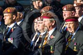 Remembrance Sunday at the Cenotaph in London 2014: Group B29 - Queen's Royal Hussars (The Queen's Own & Royal Irish).
Press stand opposite the Foreign Office building, Whitehall, London SW1,
London,
Greater London,
United Kingdom,
on 09 November 2014 at 12:12, image #1854