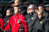 Remembrance Sunday at the Cenotaph in London 2014: Group M16 - British Red Cross.
Press stand opposite the Foreign Office building, Whitehall, London SW1,
London,
Greater London,
United Kingdom,
on 09 November 2014 at 12:17, image #2100