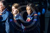 Remembrance Sunday at the Cenotaph in London 2014: Group M50 - Girlguiding London & South East England.
Press stand opposite the Foreign Office building, Whitehall, London SW1,
London,
Greater London,
United Kingdom,
on 09 November 2014 at 12:21, image #2322