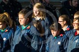 Remembrance Sunday at the Cenotaph in London 2014: Group M52 - Girls Brigade England & Wales.
Press stand opposite the Foreign Office building, Whitehall, London SW1,
London,
Greater London,
United Kingdom,
on 09 November 2014 at 12:22, image #2335
