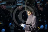 Remembrance Sunday at the Cenotaph in London 2014: Garrison Sergeant Major William Mott, Welsh Guards, following the last group in the March Past.
Press stand opposite the Foreign Office building, Whitehall, London SW1,
London,
Greater London,
United Kingdom,
on 09 November 2014 at 12:23, image #2385