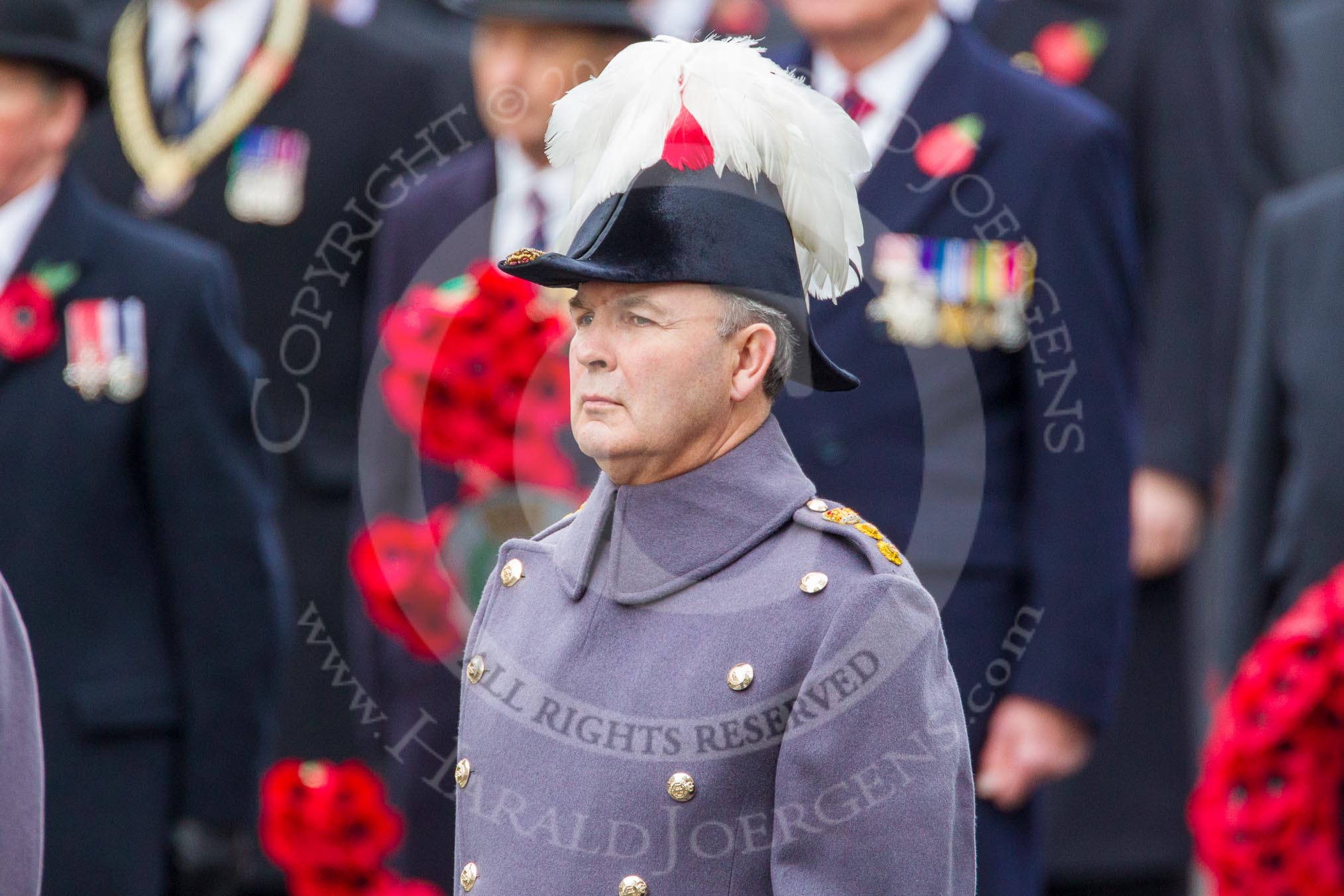 Remembrance Sunday at the Cenotaph in London 2014: Colonel Hugh Bodington, Chief of Staff at Headquarters London District & Headquarters Household Division.
Press stand opposite the Foreign Office building, Whitehall, London SW1,
London,
Greater London,
United Kingdom,
on 09 November 2014 at 11:22, image #294