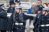 Remembrance Sunday at the Cenotaph in London 2014: The Royal Nacy detachment on the northern side of Whitehall checking their distances for a perfekt line-up.
Press stand opposite the Foreign Office building, Whitehall, London SW1,
London,
Greater London,
United Kingdom,
on 09 November 2014 at 10:19, image #42