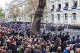 Remembrance Sunday at the Cenotaph in London 2014: Allthe bands ready for the event on the western side of Whitehall.
Press stand opposite the Foreign Office building, Whitehall, London SW1,
London,
Greater London,
United Kingdom,
on 09 November 2014 at 10:52, image #92