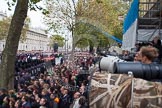 Remembrance Sunday at the Cenotaph in London 2014: The press stand on the southern side of Whitehall shortly before the start of the event.
Press stand opposite the Foreign Office building, Whitehall, London SW1,
London,
Greater London,
United Kingdom,
on 09 November 2014 at 10:53, image #94