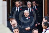 Remembrance Sunday at the Cenotaph in London 2014: The politicians emerging from the door of the Foreign- and Commonwealth Office - Baroness D'Souza and John Bercow, behind them former prime ministers Tony Blair and John Major.
Press stand opposite the Foreign Office building, Whitehall, London SW1,
London,
Greater London,
United Kingdom,
on 09 November 2014 at 10:55, image #123
