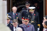 Remembrance Sunday at the Cenotaph in London 2014: The military leaders emerging from the door of the Foreign- and Commonwealth Office.
Press stand opposite the Foreign Office building, Whitehall, London SW1,
London,
Greater London,
United Kingdom,
on 09 November 2014 at 10:56, image #126