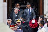 Remembrance Sunday at the Cenotaph in London 2014: The High Commissioners emerging from the door of the Foreign- and Commonwealth Office.
Press stand opposite the Foreign Office building, Whitehall, London SW1,
London,
Greater London,
United Kingdom,
on 09 November 2014 at 10:56, image #127