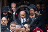 Remembrance Sunday at the Cenotaph in London 2014: The High Commissioners emerging from the door of the Foreign- and Commonwealth Office.
Press stand opposite the Foreign Office building, Whitehall, London SW1,
London,
Greater London,
United Kingdom,
on 09 November 2014 at 10:56, image #132