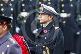 Remembrance Sunday at the Cenotaph in London 2014: Lieutenant Jack Cooper, Royal Navy, equerry to HRH The Duke of York.
Press stand opposite the Foreign Office building, Whitehall, London SW1,
London,
Greater London,
United Kingdom,
on 09 November 2014 at 10:59, image #154