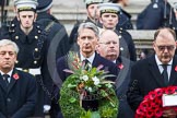 Remembrance Sunday at the Cenotaph in London 2014: The Speaker of the Hose of Commons, John Berkow, Foreign Secretary Philip Hammond, and Elfyn Llwyd for the Plaid Cymru / SNP Parliamentary Group.
Press stand opposite the Foreign Office building, Whitehall, London SW1,
London,
Greater London,
United Kingdom,
on 09 November 2014 at 11:02, image #163