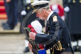 Remembrance Sunday at the Cenotaph in London 2014: HRH the Prince of Wales walking towards the Cenotaph with his wreath.
Press stand opposite the Foreign Office building, Whitehall, London SW1,
London,
Greater London,
United Kingdom,
on 09 November 2014 at 11:04, image #196