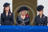 Remembrance Sunday at the Cenotaph in London 2014: TRH The Duchess of Cambridge, TRH The Duchess of Cornwall, and TRH THe Countess of Wessex on the balcony of the Foreign- and Commonweath Office.
Press stand opposite the Foreign Office building, Whitehall, London SW1,
London,
Greater London,
United Kingdom,
on 09 November 2014 at 11:10, image #236