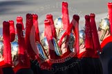 Remembrance Sunday at the Cenotaph in London 2014: After the March Past - The Blues and Royals, Household Cavalry, at Whitehall.
Press stand opposite the Foreign Office building, Whitehall, London SW1,
London,
Greater London,
United Kingdom,
on 09 November 2014 at 12:24, image #317